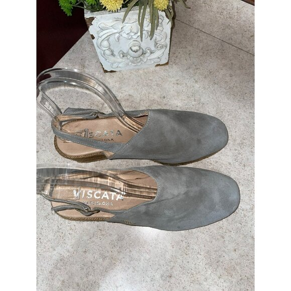 New VISCATA Rare Leather Suede Slingback Mules Gray Size 8 - Picture 3 of 6